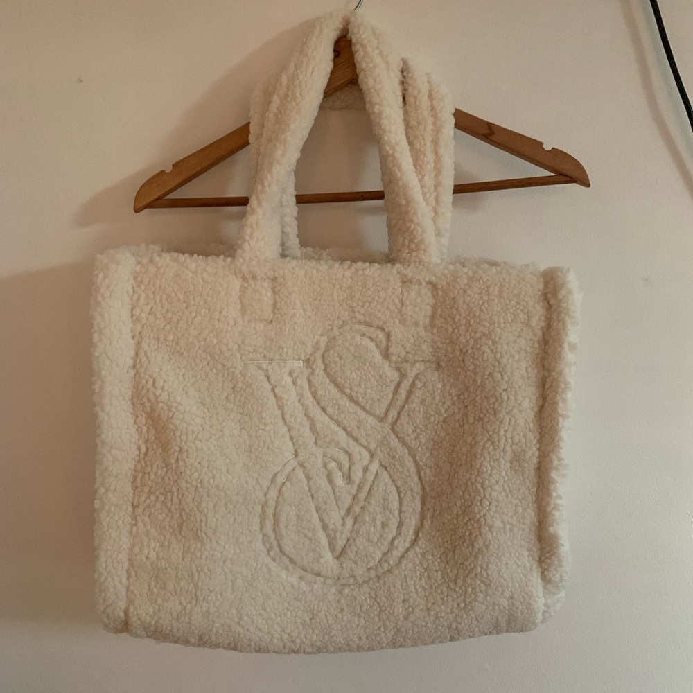 PINK Victoria's Secret Cream Sherpa Tote Bag